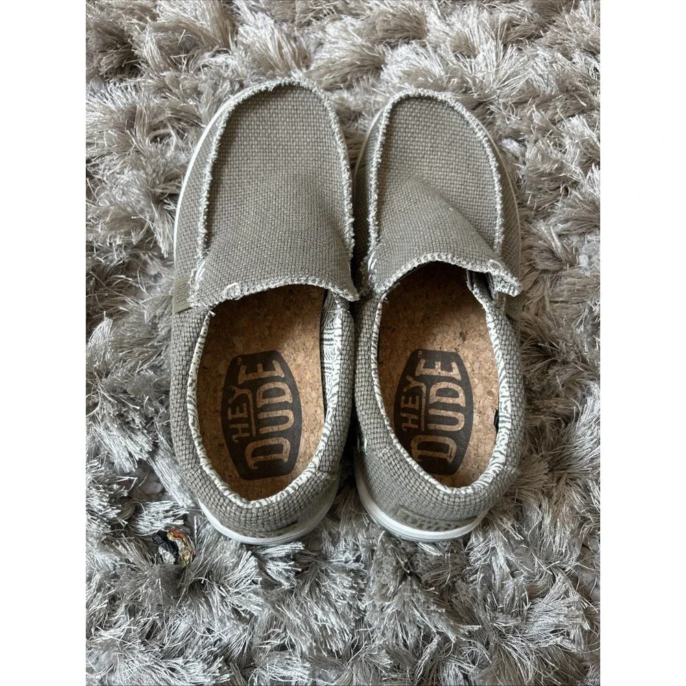 Hey Dude Mikka Braided Grey Tan Slip On Loafers Lightweight Mens 6 Woman 8
